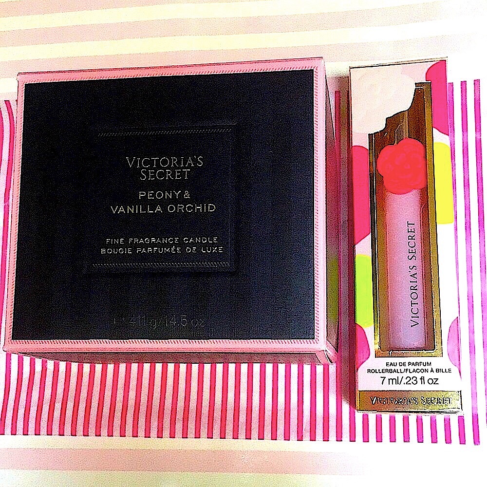 VS Peony Vanilla Orchid Candle + Tease Flower Rollerball Bundle Lot NWT New